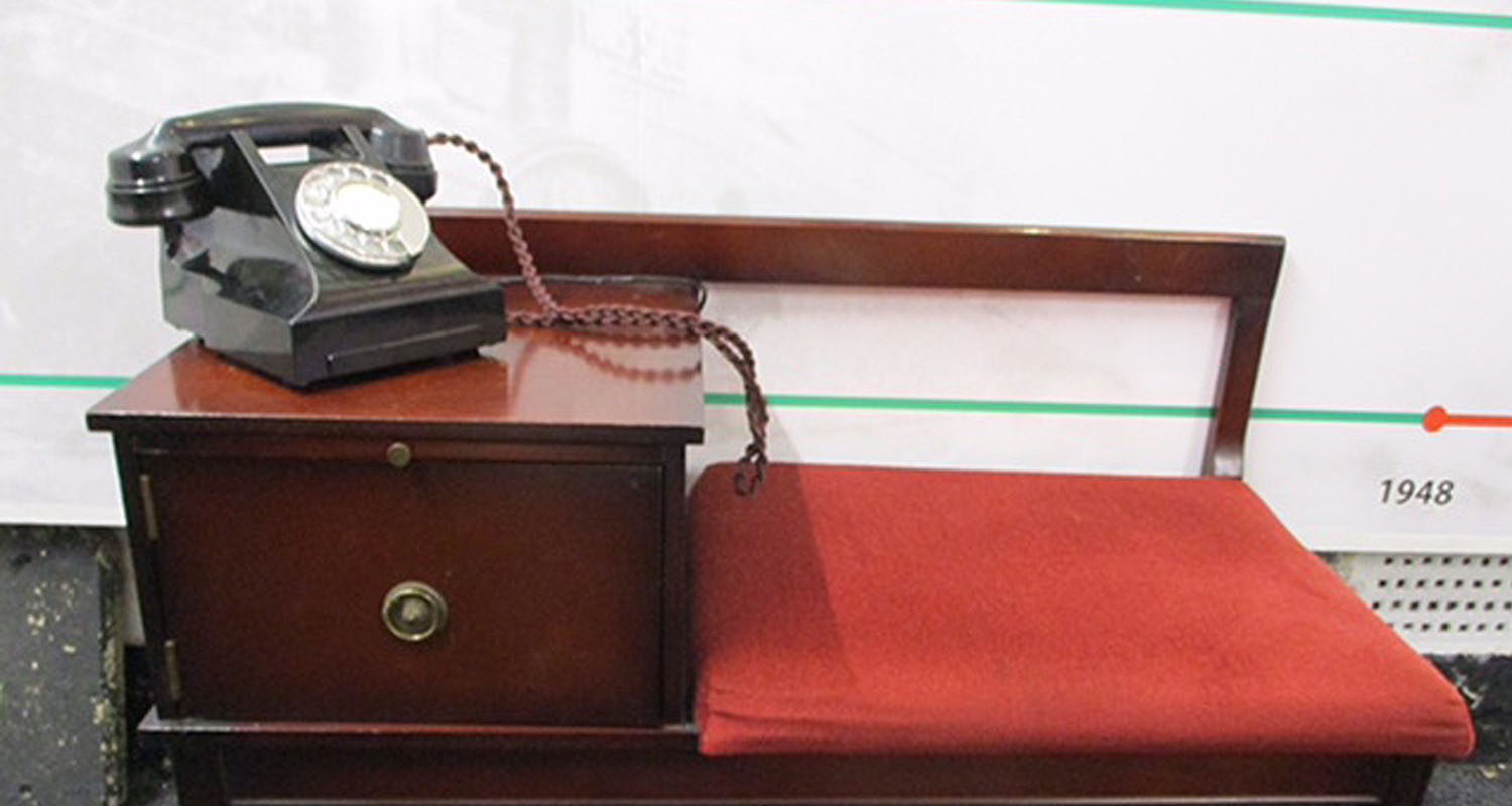 Period Telephone with seat at Isle of Wight Steam Railway