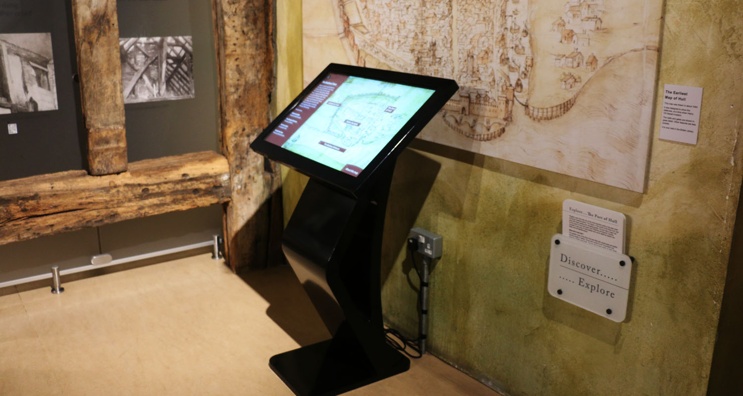 32 Inch Freestanding Kiosk with Lightbox 3 Hotspot at the Hull and East Riding Museum