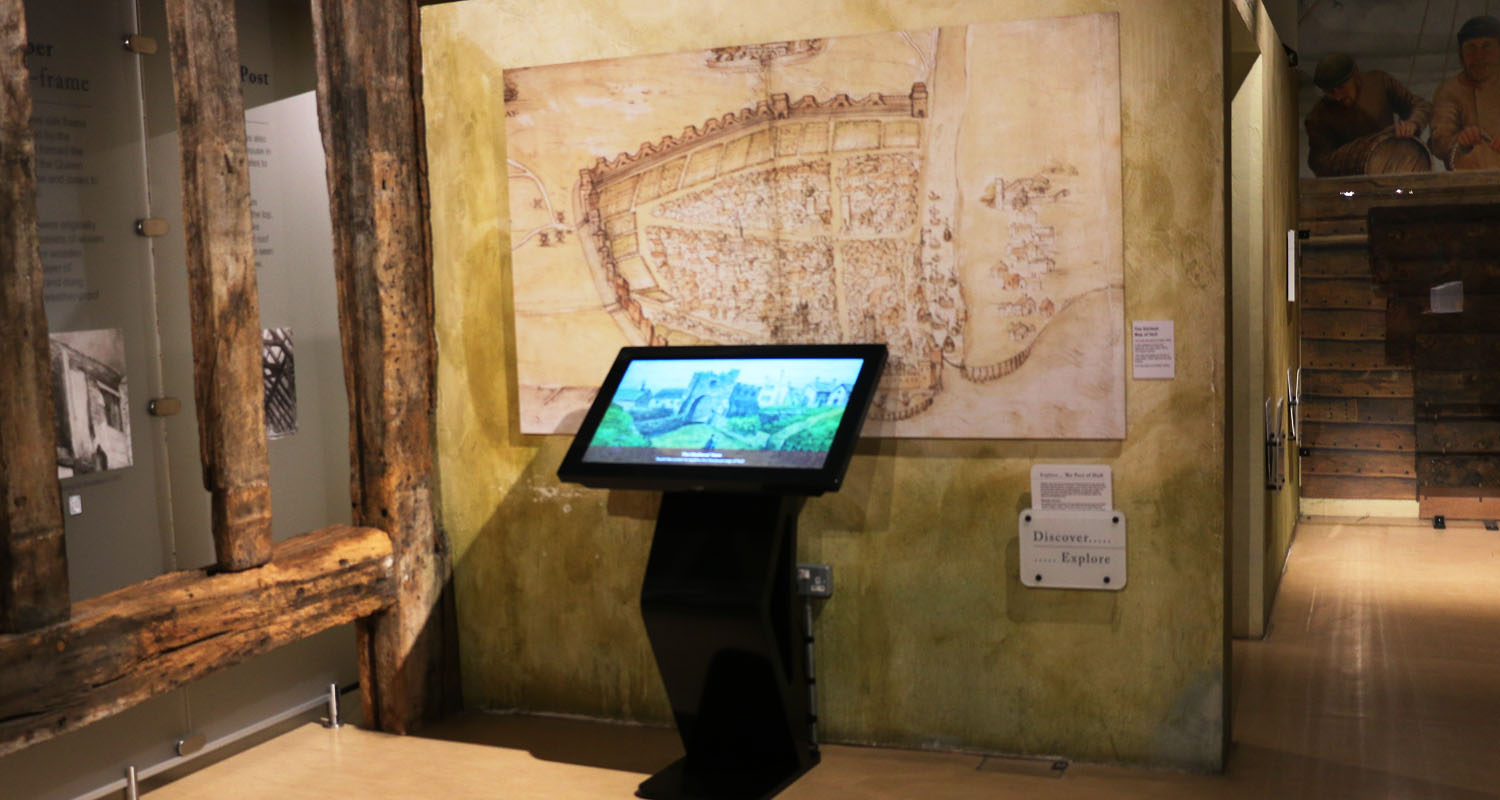 Kiosk with Lightbox 3 in the Medieval Gallery at the Hull and East Riding Museum