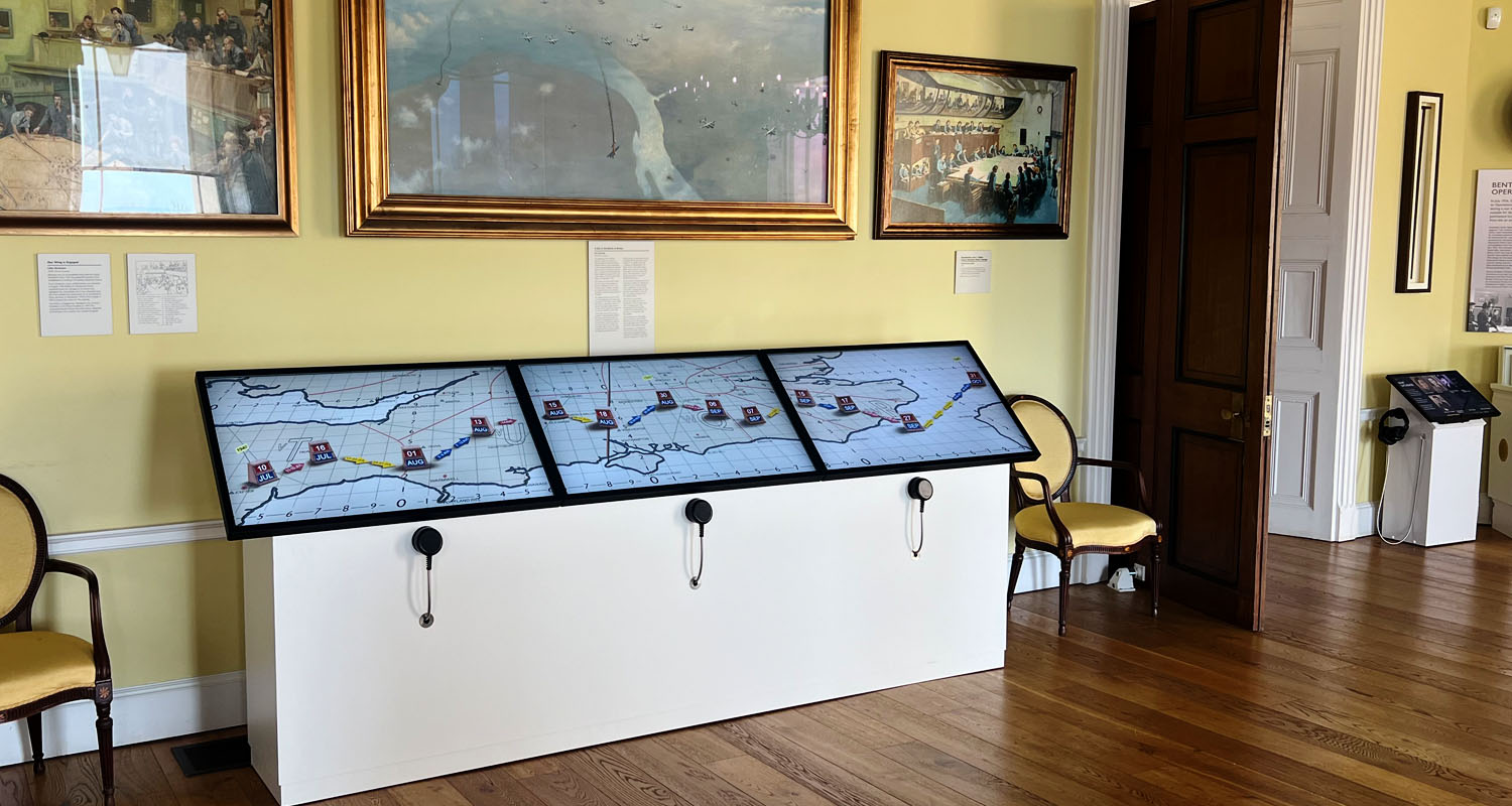 Row of Bespoke Kiosks with Handsets at Bentley Priory Museum