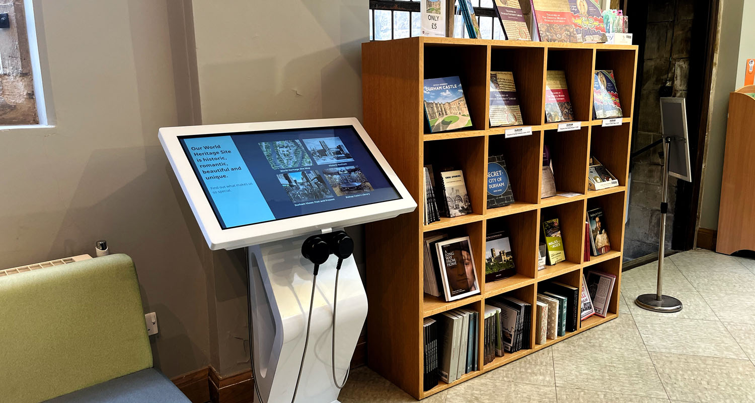 32 Inch Kiosk with Heavy Duty Handsets running Lightbox 3 at Durham World Heritage Centre