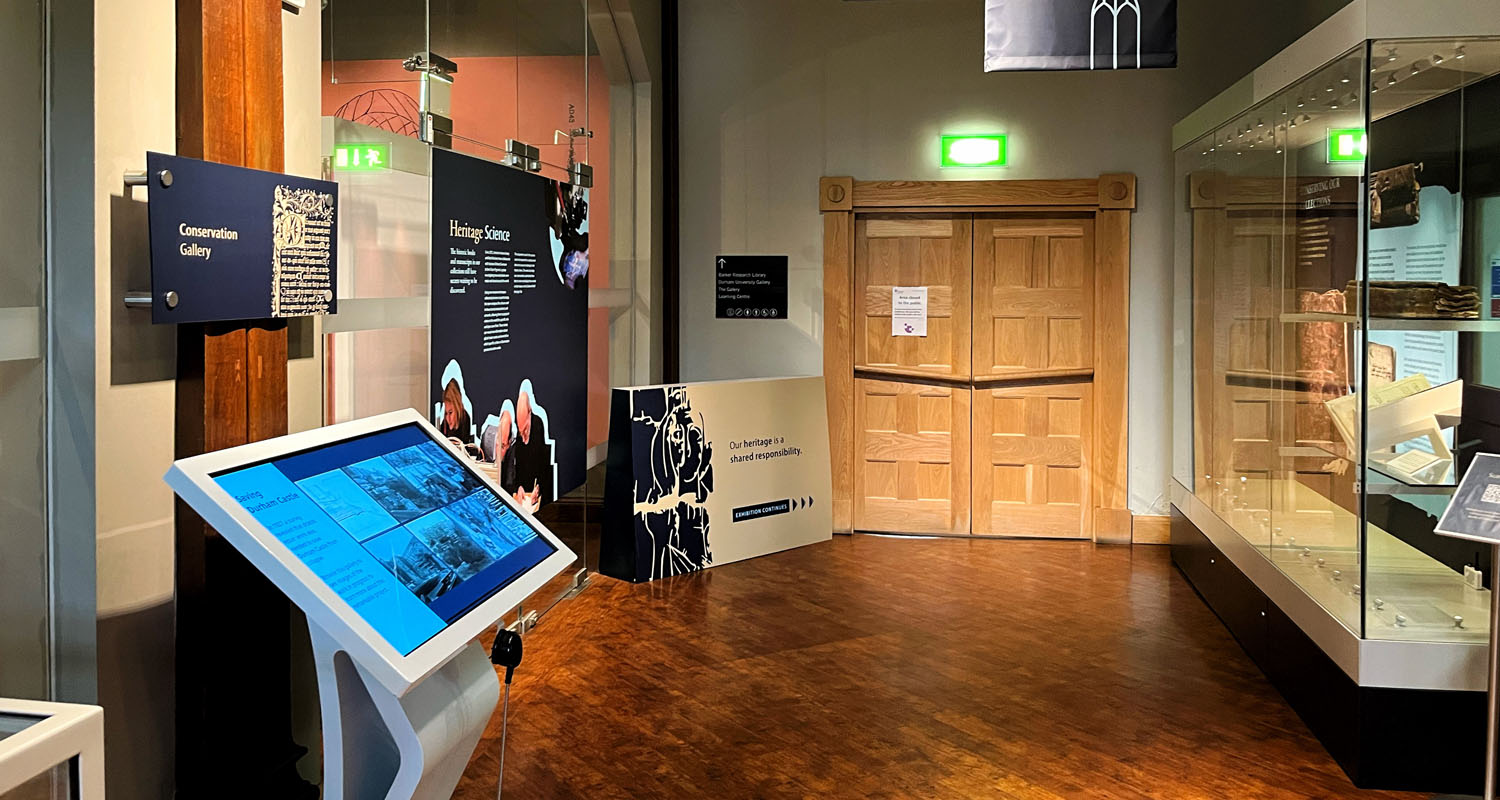 43 Inch Kiosk with Heavy Duty Handset running Lightbox 3 at Museum of Archaeology - Conservation Gallery