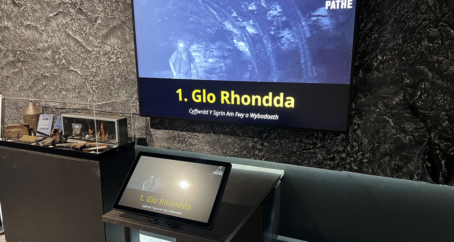 Touchscreen in front of Mediascreen at Rhondda Heritage Park