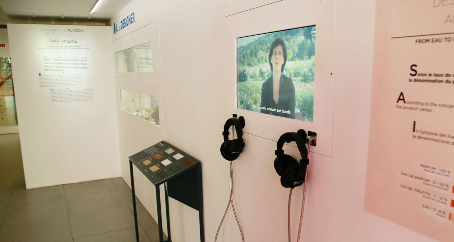 Two MKI Headphones with a screen at the International Perfumes Museum in Grasse