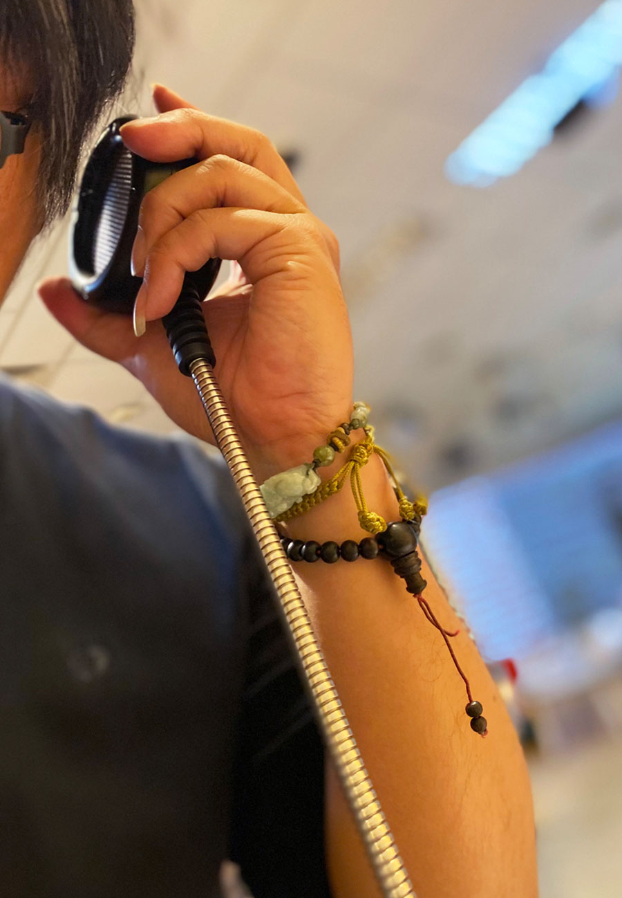 Closeup of Heavy Duty Handset Recoiler at the National Palace Museum in Taiwan (portrait)